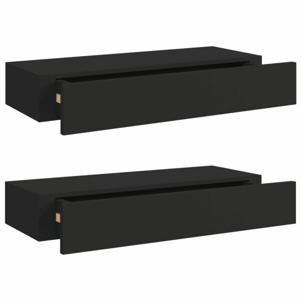 vidaXL Wand-Schubladenregale 2 Stk. Schwarz 60x23,5x10 cm MDF