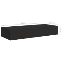 vidaXL Wand-Schubladenregale 2 Stk. Schwarz 60x23,5x10 cm MDF