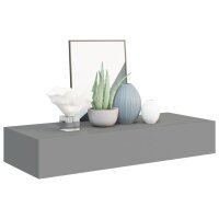 vidaXL Wand-Schubladenregal Grau 60x23,5x10 cm MDF