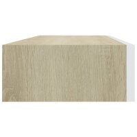 vidaXL Wand-Schubladenregal Eiche und Wei&szlig; 60x23,5x10 cm MDF