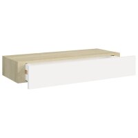 vidaXL Wand-Schubladenregal Eiche und Wei&szlig; 60x23,5x10 cm MDF