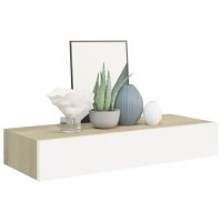 vidaXL Wand-Schubladenregale 2 Stk. Eiche und Wei&szlig; 60x23,5x10 cm MDF