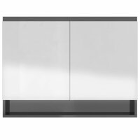 vidaXL Spiegelschrank f&uuml;rs Bad 80x15x60 cm MDF Gl&auml;nzend Grau