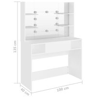 vidaXL Schminktisch mit LED-Beleuchtung 100x40x135 cm MDF Wei&szlig;