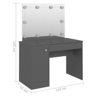 vidaXL Schminktisch mit LED-Beleuchtung 110x55x145 cm MDF Grau