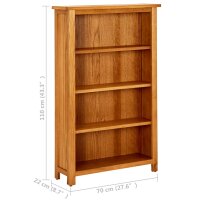 vidaXL B&uuml;cherregal 4 F&auml;cher 70x22x110 cm Massivholz Eiche