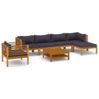 vidaXL 7-tlg. Garten-Lounge-Set mit Auflage Massivholz...