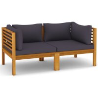 vidaXL 2-Sitzer-Gartensofa mit Kissen Massivholz Akazie