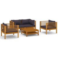 vidaXL 5-tlg. Garten-Lounge-Set mit Auflage Massivholz...