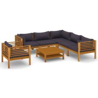 vidaXL 7-tlg. Garten-Lounge-Set mit Auflage Massivholz...