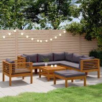 vidaXL 8-tlg. Garten-Lounge-Set mit Auflage Massivholz...