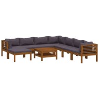 vidaXL 9-tlg. Garten-Lounge-Set mit Auflage Massivholz...