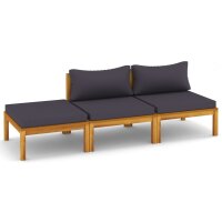 vidaXL 3-tlg. Garten-Lounge-Set mit Auflage Massivholz Akazie