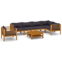 vidaXL 7-tlg. Garten-Lounge-Set mit Auflage Massivholz...
