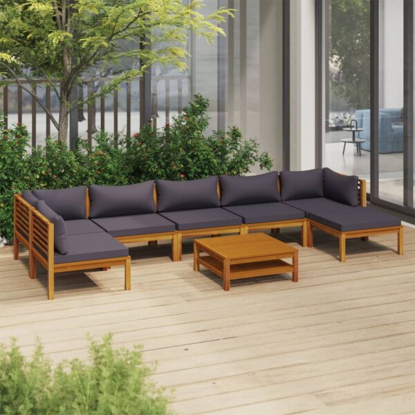 vidaXL 8-tlg. Garten-Lounge-Set mit Auflage Massivholz Akazie