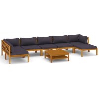 vidaXL 8-tlg. Garten-Lounge-Set mit Auflage Massivholz...