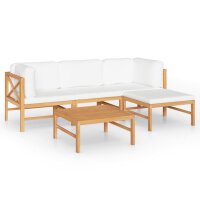 vidaXL 5-tlg. Garten-Lounge-Set mit Creme Kissen Massivholz Teak