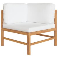 vidaXL 5-tlg. Garten-Lounge-Set mit Creme Kissen Massivholz Teak