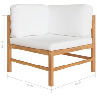 vidaXL 5-tlg. Garten-Lounge-Set mit Creme Kissen Massivholz Teak