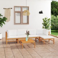 vidaXL 6-tlg. Garten-Lounge-Set mit Creme Kissen...