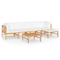 vidaXL 6-tlg. Garten-Lounge-Set mit Creme Kissen Massivholz Teak