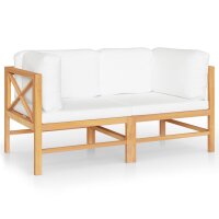 vidaXL 2-Sitzer-Gartensofa mit Creme Kissen Massivholz Teak