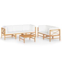 vidaXL 6-tlg. Garten-Lounge-Set mit Creme Kissen Massivholz Teak