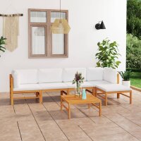 vidaXL 6-tlg. Garten-Lounge-Set mit Creme Kissen...