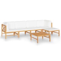 vidaXL 6-tlg. Garten-Lounge-Set mit Creme Kissen...