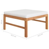 vidaXL 4-tlg. Garten-Lounge-Set mit Creme Kissen Massivholz Teak