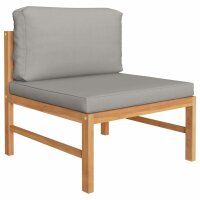 vidaXL 4-tlg. Garten-Lounge-Set mit Grauen Kissen Massivholz Teak