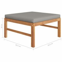 vidaXL 4-tlg. Garten-Lounge-Set mit Grauen Kissen Massivholz Teak