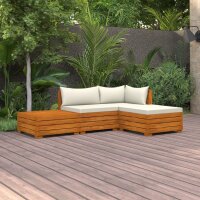 vidaXL 4-tlg. Garten-Lounge-Set mit Kissen Massivholz Akazie