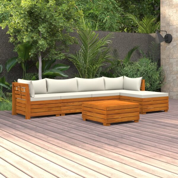 vidaXL 6-tlg. Garten-Lounge-Set mit Kissen Massivholz Akazie