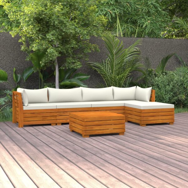 vidaXL 6-tlg. Garten-Lounge-Set mit Kissen Massivholz Akazie