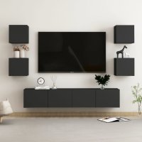 vidaXL 6-tlg. TV-Schrank-Set Schwarz Holzwerkstoff