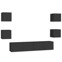 vidaXL 6-tlg. TV-Schrank-Set Schwarz Holzwerkstoff