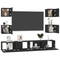 vidaXL 6-tlg. TV-Schrank-Set Schwarz Holzwerkstoff