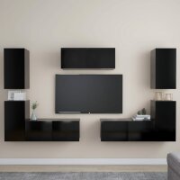 vidaXL 7-tlg. TV-Schrank-Set Schwarz Holzwerkstoff