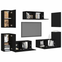 vidaXL 7-tlg. TV-Schrank-Set Schwarz Holzwerkstoff