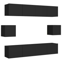 vidaXL 6-tlg. TV-Schrank-Set Schwarz Holzwerkstoff