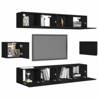 vidaXL 6-tlg. TV-Schrank-Set Schwarz Holzwerkstoff