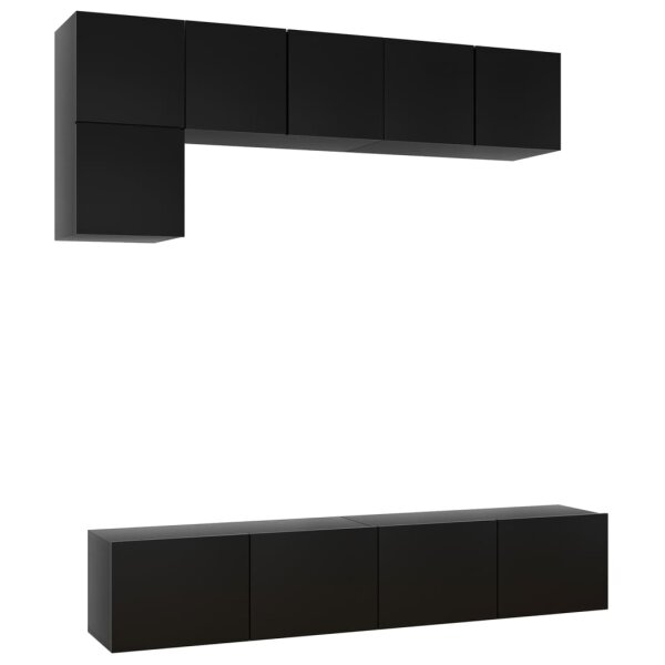 vidaXL 5-tlg. TV-Schrank-Set Schwarz Holzwerkstoff