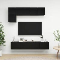 vidaXL 5-tlg. TV-Schrank-Set Schwarz Holzwerkstoff