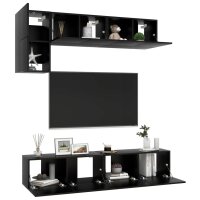 vidaXL 5-tlg. TV-Schrank-Set Schwarz Holzwerkstoff