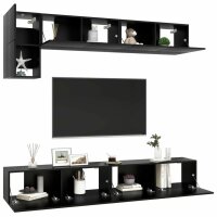 vidaXL 5-tlg. TV-Schrank-Set Schwarz Holzwerkstoff