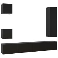 vidaXL 5-tlg. TV-Schrank-Set Schwarz Holzwerkstoff