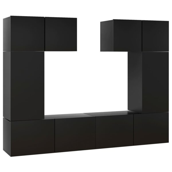 vidaXL 6-tlg. TV-Schrank-Set Schwarz Holzwerkstoff