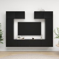 vidaXL 6-tlg. TV-Schrank-Set Schwarz Holzwerkstoff