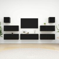 vidaXL 7-tlg. TV-Schrank-Set Schwarz Holzwerkstoff